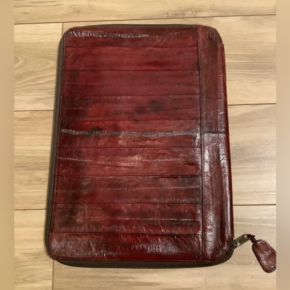 EUC EDC Eelskin & Suede leather Portfolio clamshell organizer - Picture 4 of 11